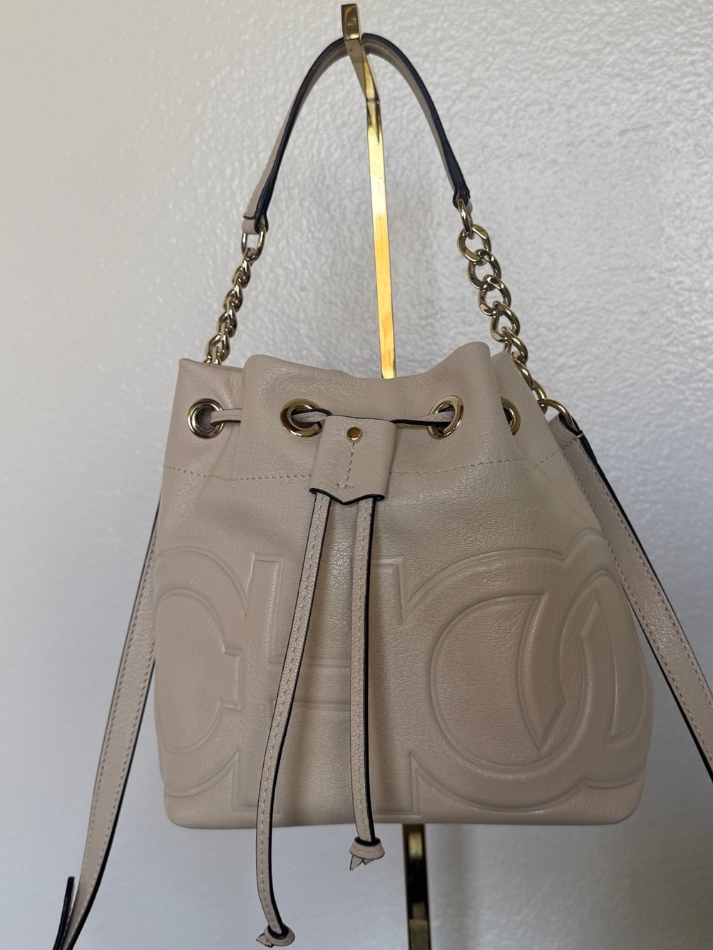 Jimmy Choo Juno Ogle Leather Bucket Bag